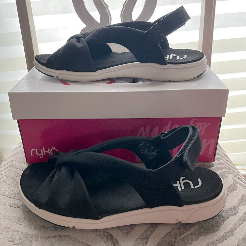 Ryka black bow sandals